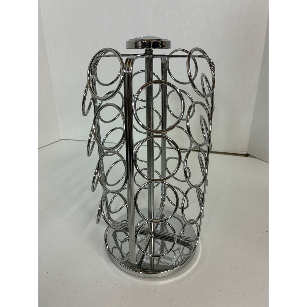 Keurig Chrome Rotating K-Cup Pod Carousel Tower Coffee Organizer 27 Capacity